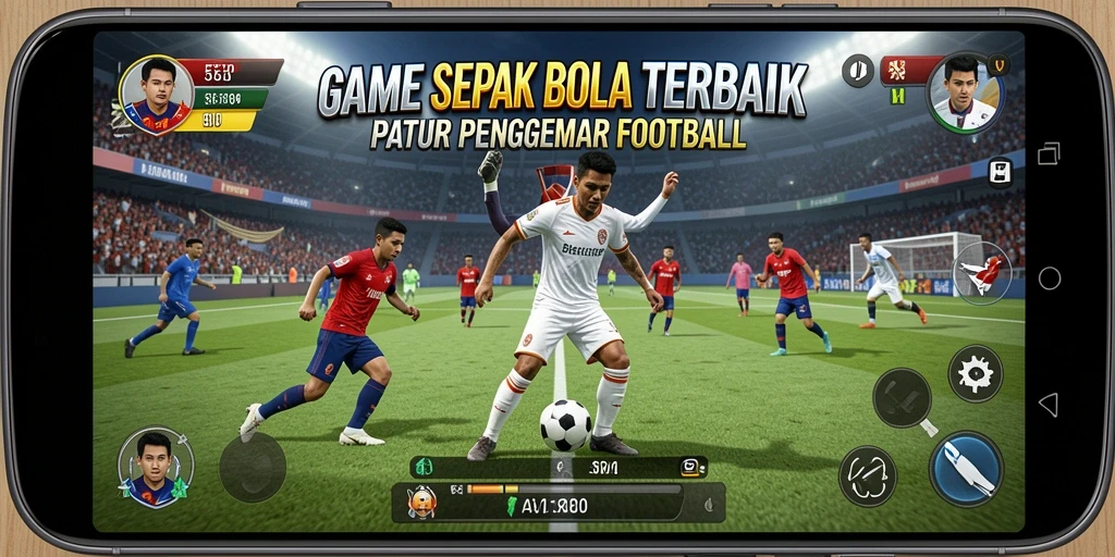 Tampilan gameplay 55RP yang mengeksplorasi taktik sepak bola.