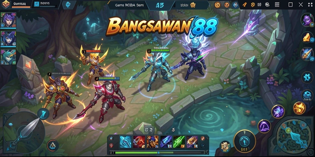 Screenshot BANGSAWAN88 menampilkan aksi epic dalam gameplay MOBA.