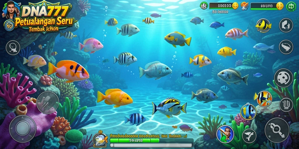 Screenshot DNA777 menampilkan aksi seru menangkap ikan.