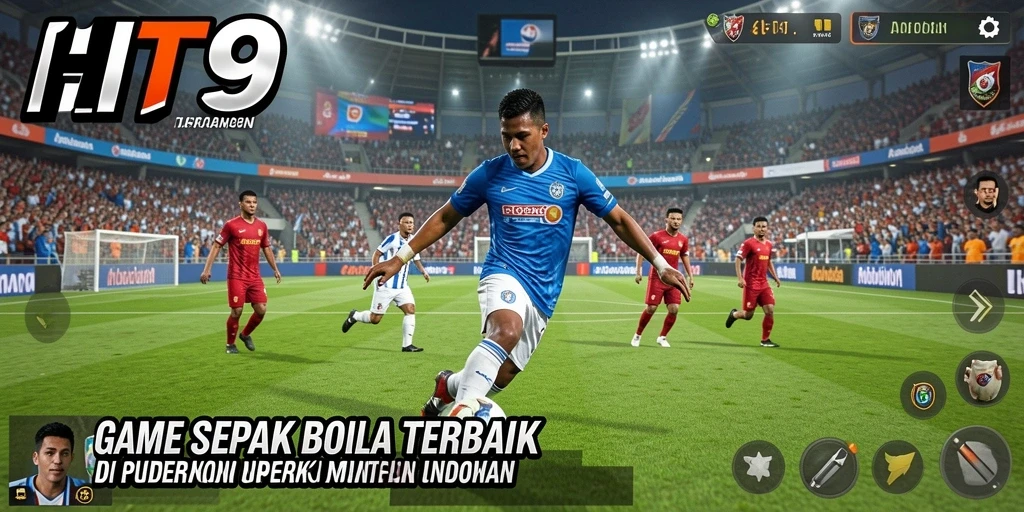 Tampilan gameplay HIT9 menampilkan aksi sepak bola yang mendebarkan.