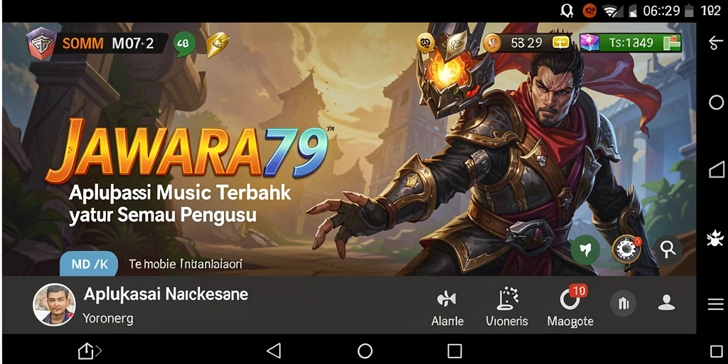 Tampilan gameplay JAWARA79 menampilkan interaksi pengguna dengan musik.