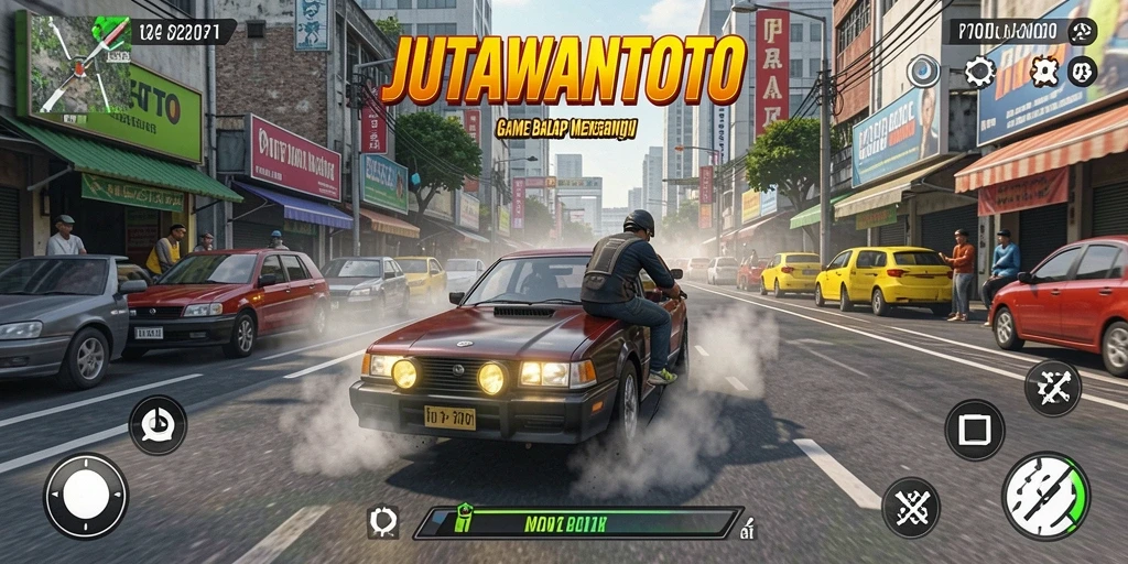 Gameplay balap JUTAWANTOTO yang menegangkan dan mendebarkan.