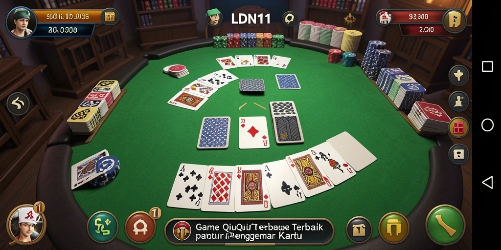 Screenshot gameplay LDN11 menunjukkan suasana permainan QiuQiu yang seru.