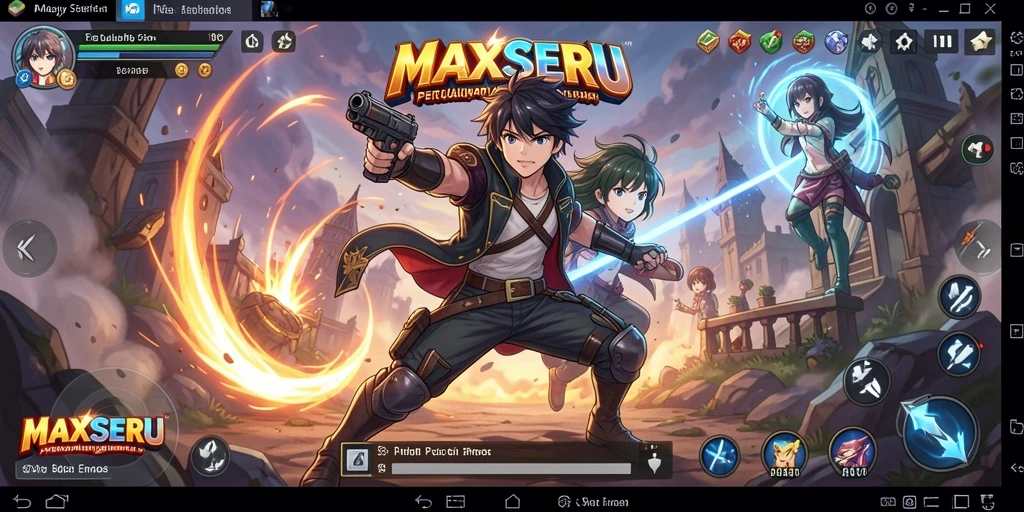 Tangkapan layar gameplay MAXSERU menampilkan aksi seru karakter Anime.