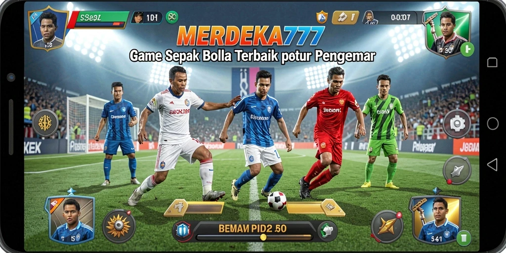 Tampilan gameplay MERDEKA777 dalam aksi sepak bola yang seru.