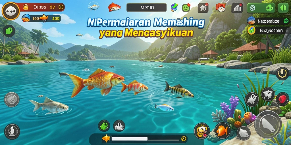 Screenshot utama MPOID menampilkan gameplay memancing yang seru.