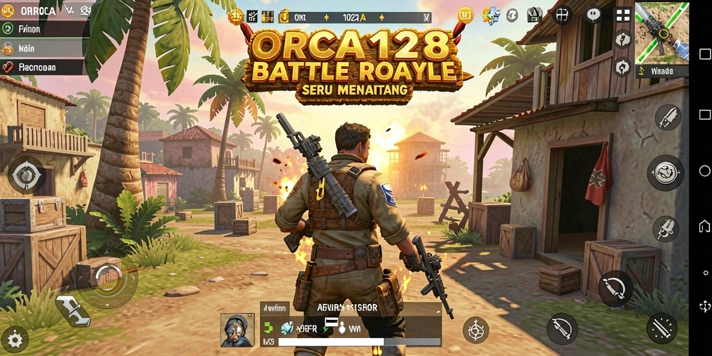 Tampilan gameplay menegangkan dalam Battle Royale di ORCA128.
