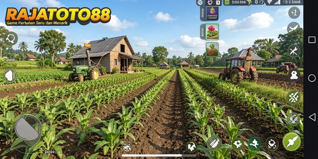 Screenshot gameplay RAJATOTO88 menampilkan aktivitas bercocok tanam yang mendebarkan.