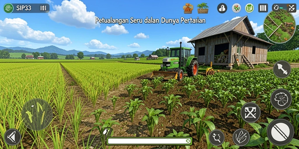 Screenshot SIP33 menunjukkan aktivitas seru dalam bertani.