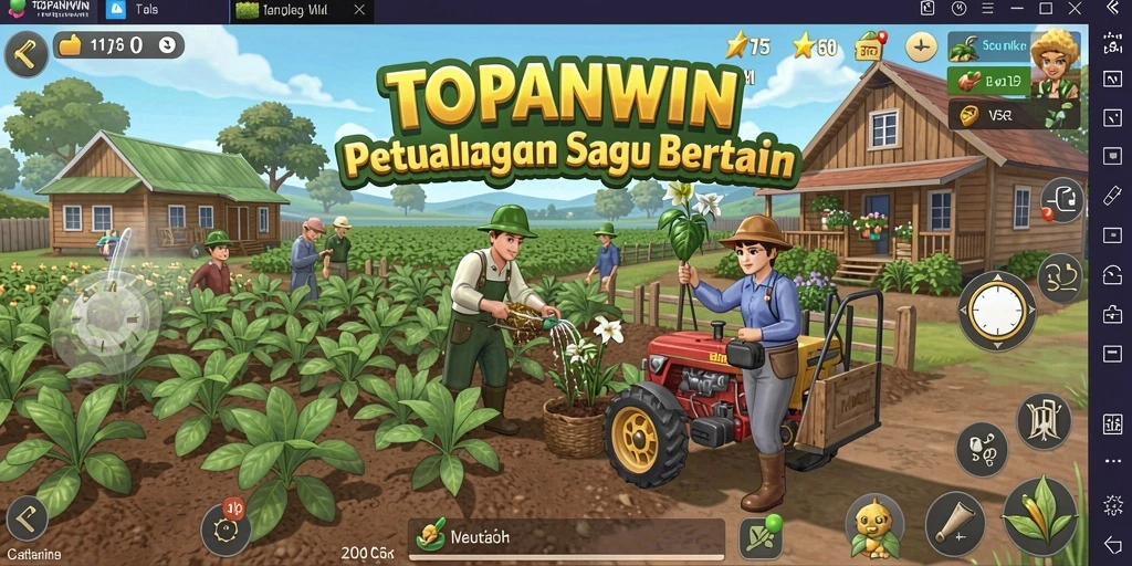 Screenshot gameplay TOPANWIN yang menunjukkan keindahan kebun yang dirawat dengan baik.