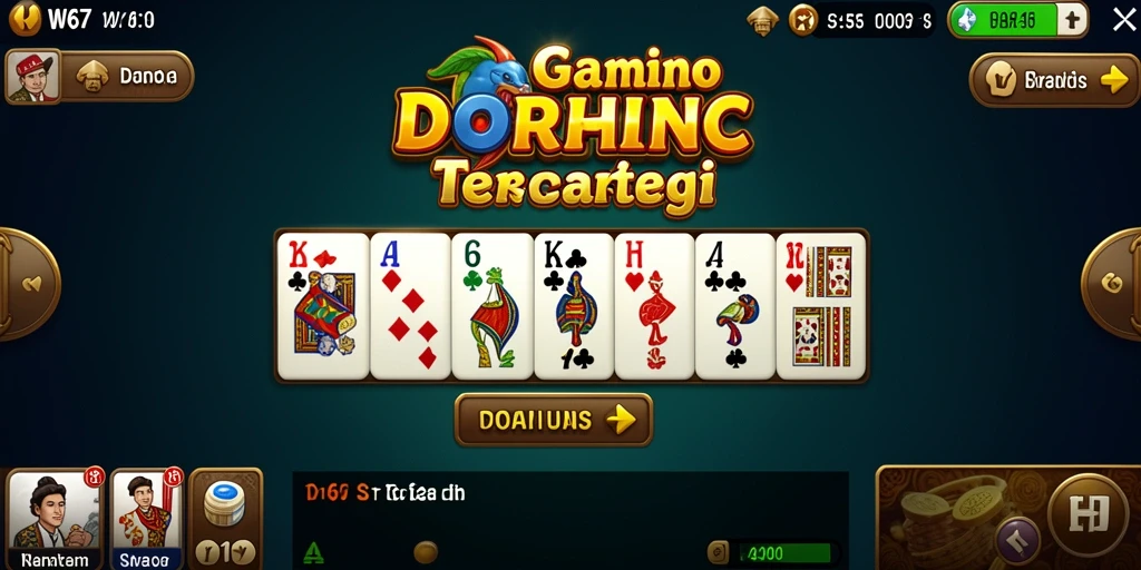 Screenshot utama W67 menunjukkan gameplay Domino yang seru dan mendebarkan.