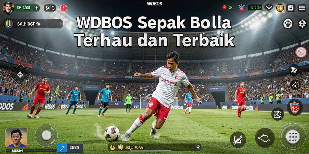 Screenshot gameplay WDBOS yang menampilkan aksi seru di lapangan sepak bola.